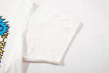 DAXUEN Short-sleeved white crew-neck graphic t-shirt