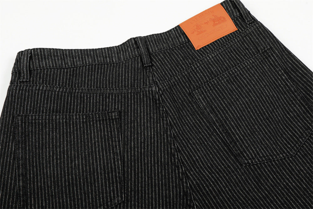 DAXUEN Wide-leg pinstripe trousers in dark charcoal grey