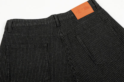 DAXUEN Wide-leg pinstripe trousers in dark charcoal grey