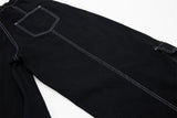 DAXUEN Black wide leg cargo pants with colorful cat patches