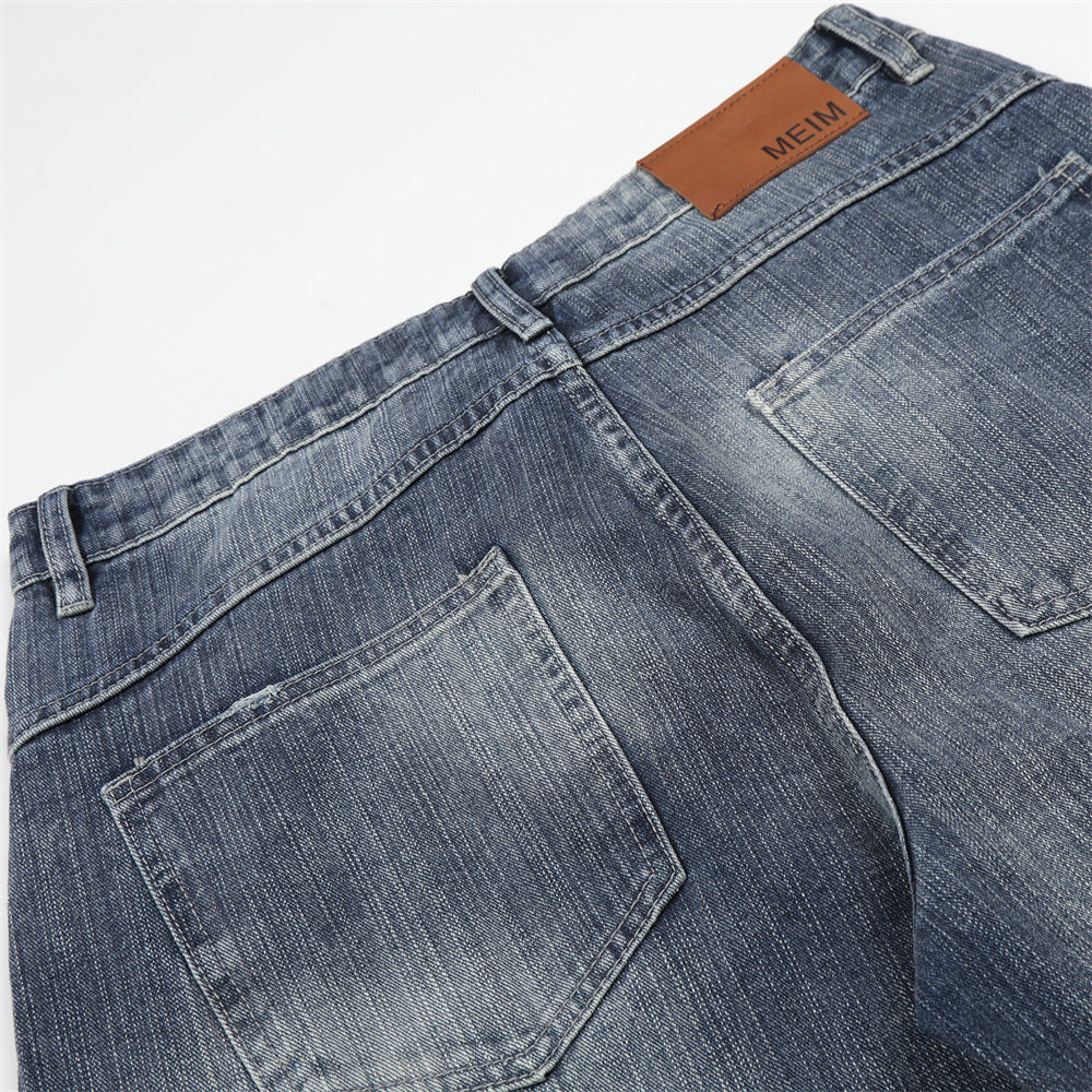 DAXUEN Wide-leg high-waisted denim trousers in washed blue