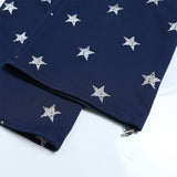 DAXUEN Navy blue wide-leg sweatpants with star and skyline graphics