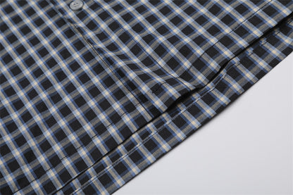 DAXUEN Men's short-sleeved plaid button-up shirt
