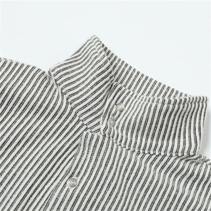 DAXUEN Short-sleeved button-up shirt with vertical stripes