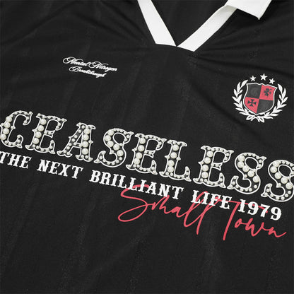 DAXUEN V-neck short-sleeved jersey top with graphic elements