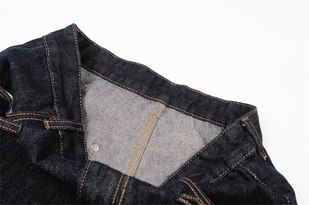 DAXUEN Wide-leg denim trousers in dark indigo, white, and black