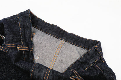 DAXUEN Wide-leg denim trousers in dark indigo, white, and black