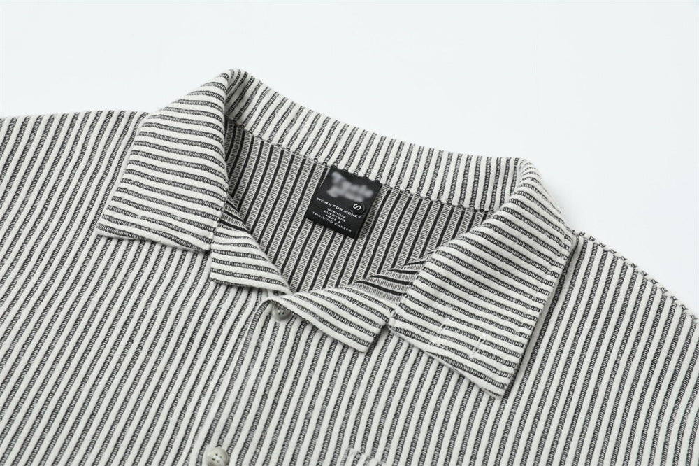 DAXUEN Short-sleeved button-up shirt with vertical stripes