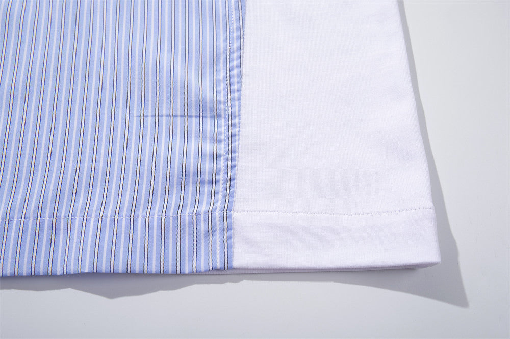 DAXUEN Color-blocked short-sleeved button-up shirt with graphic prints