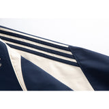 DAXUEN navy color block embroidered crest track jacket