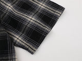 DAXUEN Short-sleeve plaid shirt with sequin embroidery