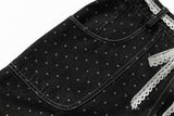 DAXUEN Dark grey wide-leg cropped cargo pants with polka dots