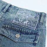 DAXUEN Light blue wide-leg denim jeans with embroidered patch