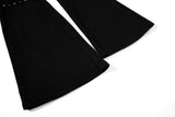 DAXUEN Black wide-leg pants with decorative zippers and studs