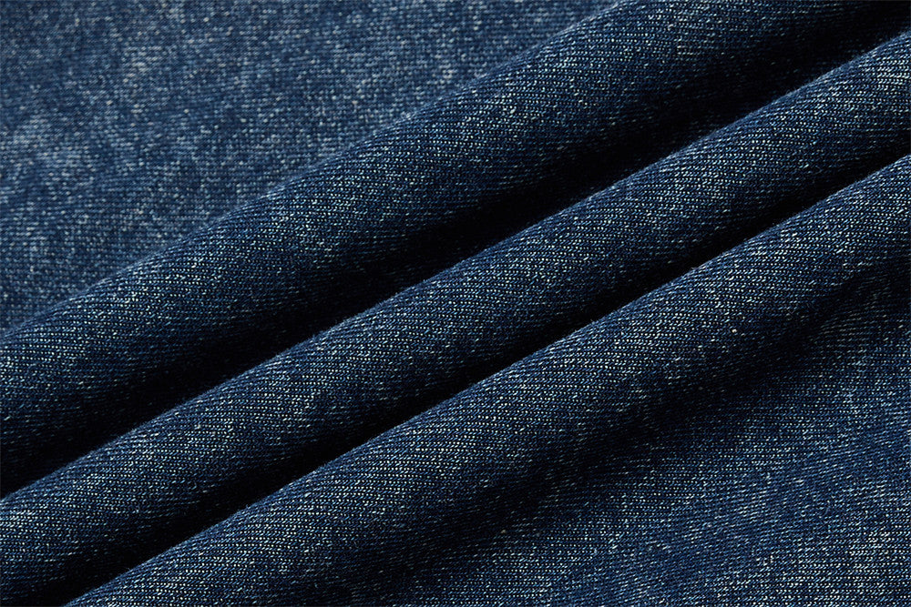 DAXUEN Short-sleeved faded denim shirt with graphic text