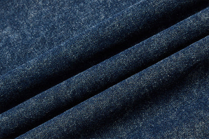 DAXUEN Short-sleeved faded denim shirt with graphic text
