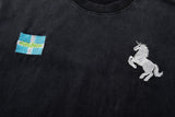 DAXUEN Faded charcoal grey short-sleeved t-shirt with unicorn embroidery