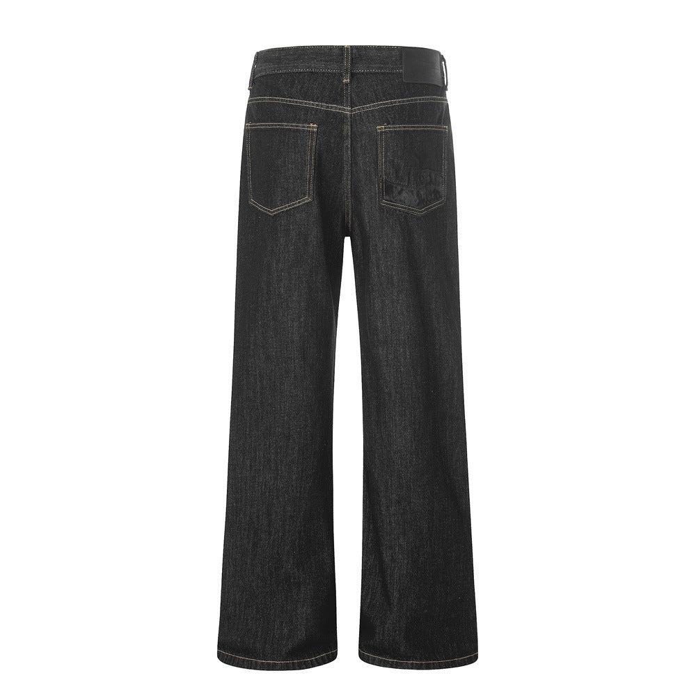 DAXUEN Wide-leg denim jeans with unique patches