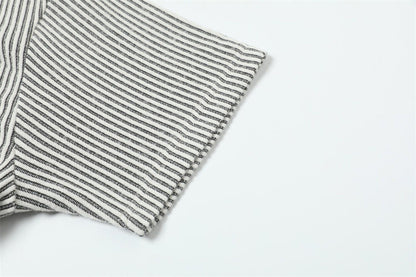 DAXUEN Short-sleeved button-up shirt with vertical stripes