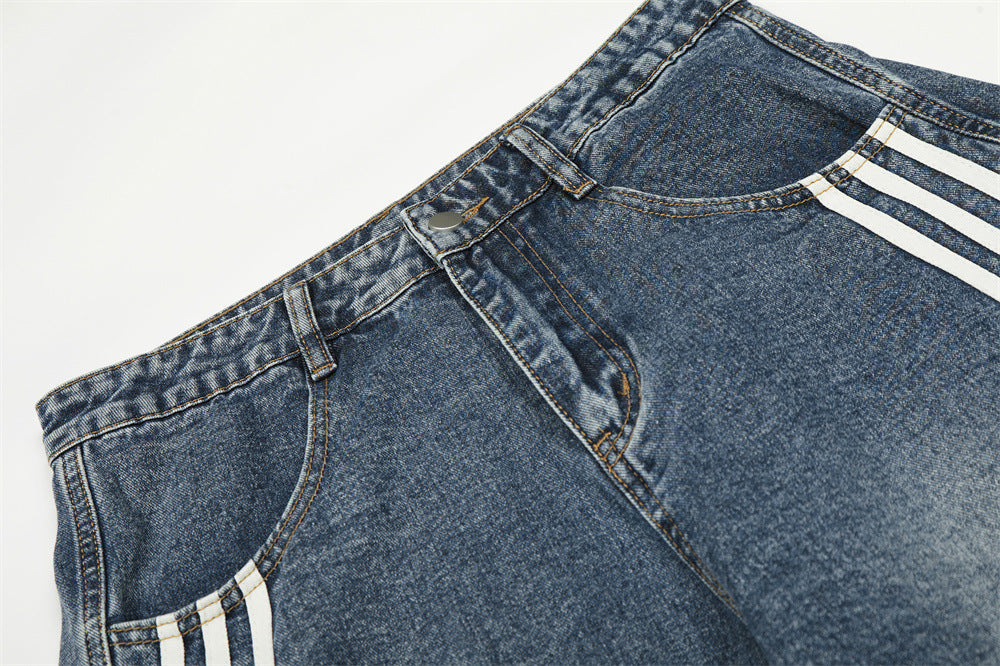 DAXUEN Loose wide leg denim jeans with stripes