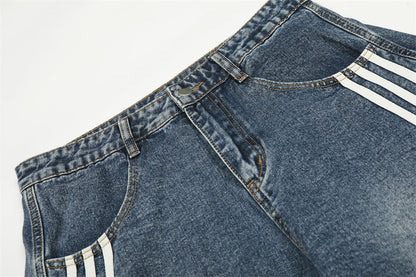 DAXUEN Loose wide leg denim jeans with stripes