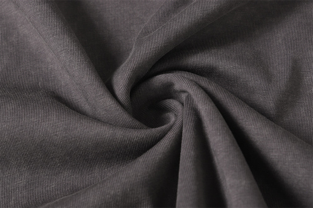 DAXUEN Asymmetrical panel t-shirt in charcoal grey and dark waffle knit
