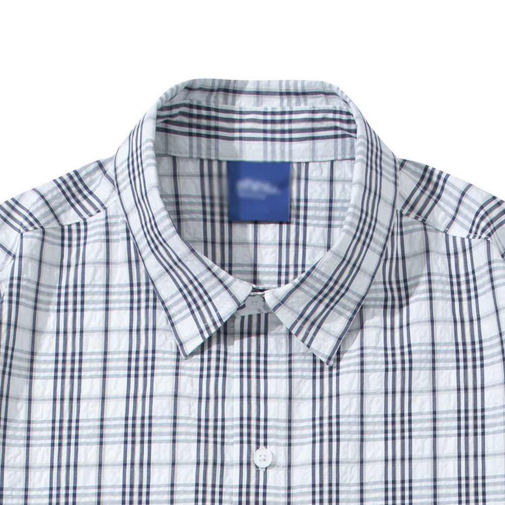 DAXUEN Short-sleeved plaid button-up shirt
