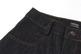 DAXUEN Wide-leg dark denim pants with embroidery