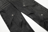 DAXUEN Wide-leg jeans with cut-out panels and stone-washed finish