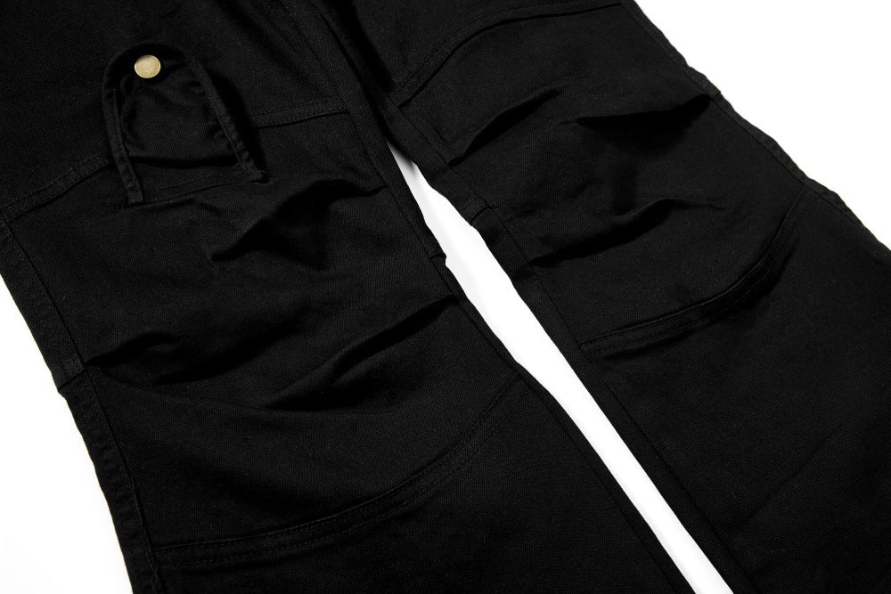 DAXUEN Solid black flared cargo pants