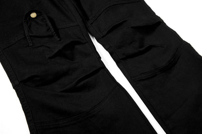DAXUEN Solid black flared cargo pants