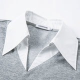 DAXUEN Layered oversized V-neck top with contrasting collar