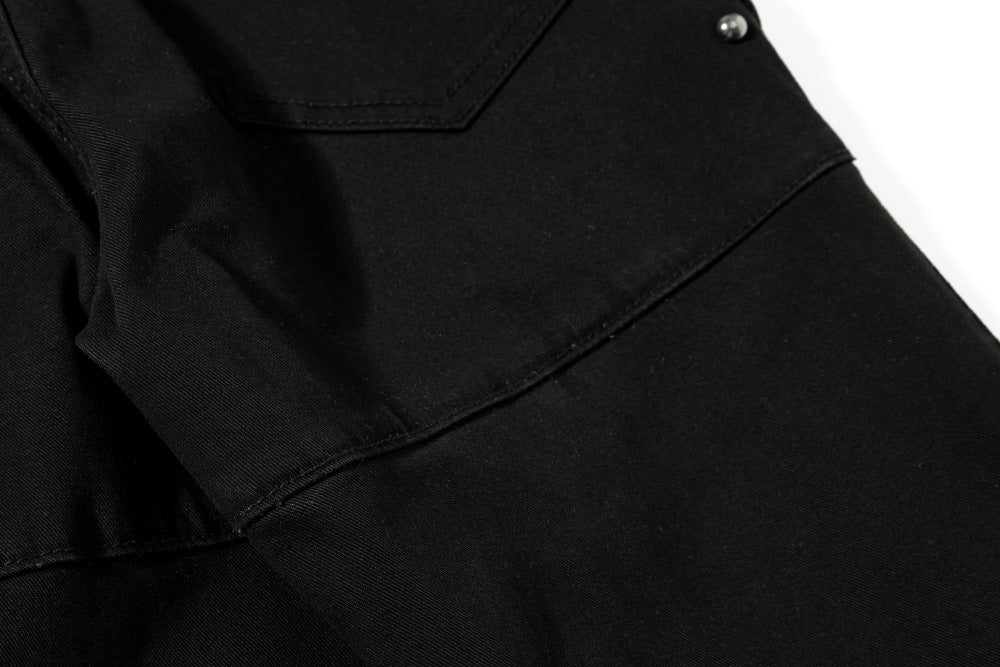 DAXUEN Black wide-leg pants with decorative zippers and studs