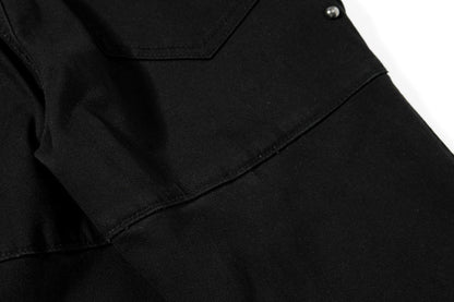 DAXUEN Black wide-leg pants with decorative zippers and studs