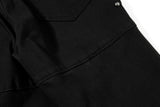 DAXUEN Black wide-leg pants with decorative zippers and studs