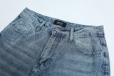 DAXUEN Light blue wide-leg denim jeans with embroidered patch