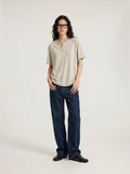 DAXUEN heathered khaki button-up henley t-shirt