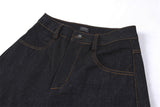 DAXUEN Wide-leg dark denim pants with embroidery