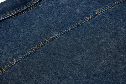 DAXUEN Short-sleeved faded denim shirt with graphic text