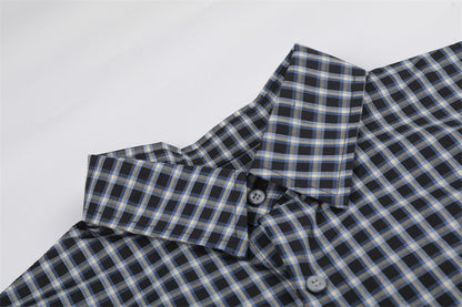 DAXUEN Men's short-sleeved plaid button-up shirt