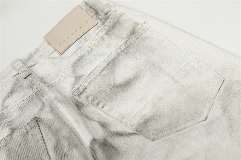 DAXUEN Wide-leg jeans with ruched texture and washed finish
