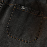 DAXUEN Charcoal grey wide-leg denim shorts with contrast stitching