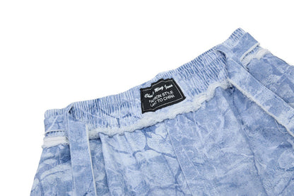 DAXUEN Oversized wide-leg pants with crinkled pattern and embroidery