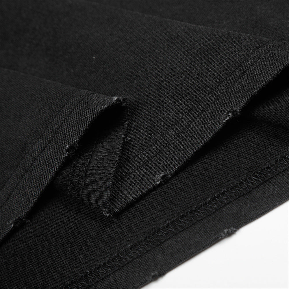 DAXUEN Black oversized T-shirt with distressed graphics