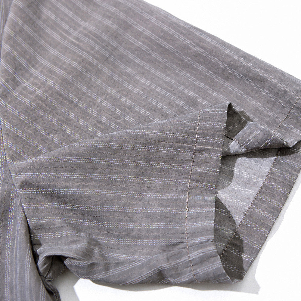 DAXUEN Short-sleeved grey striped button-up shirt