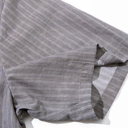 DAXUEN Short-sleeved grey striped button-up shirt