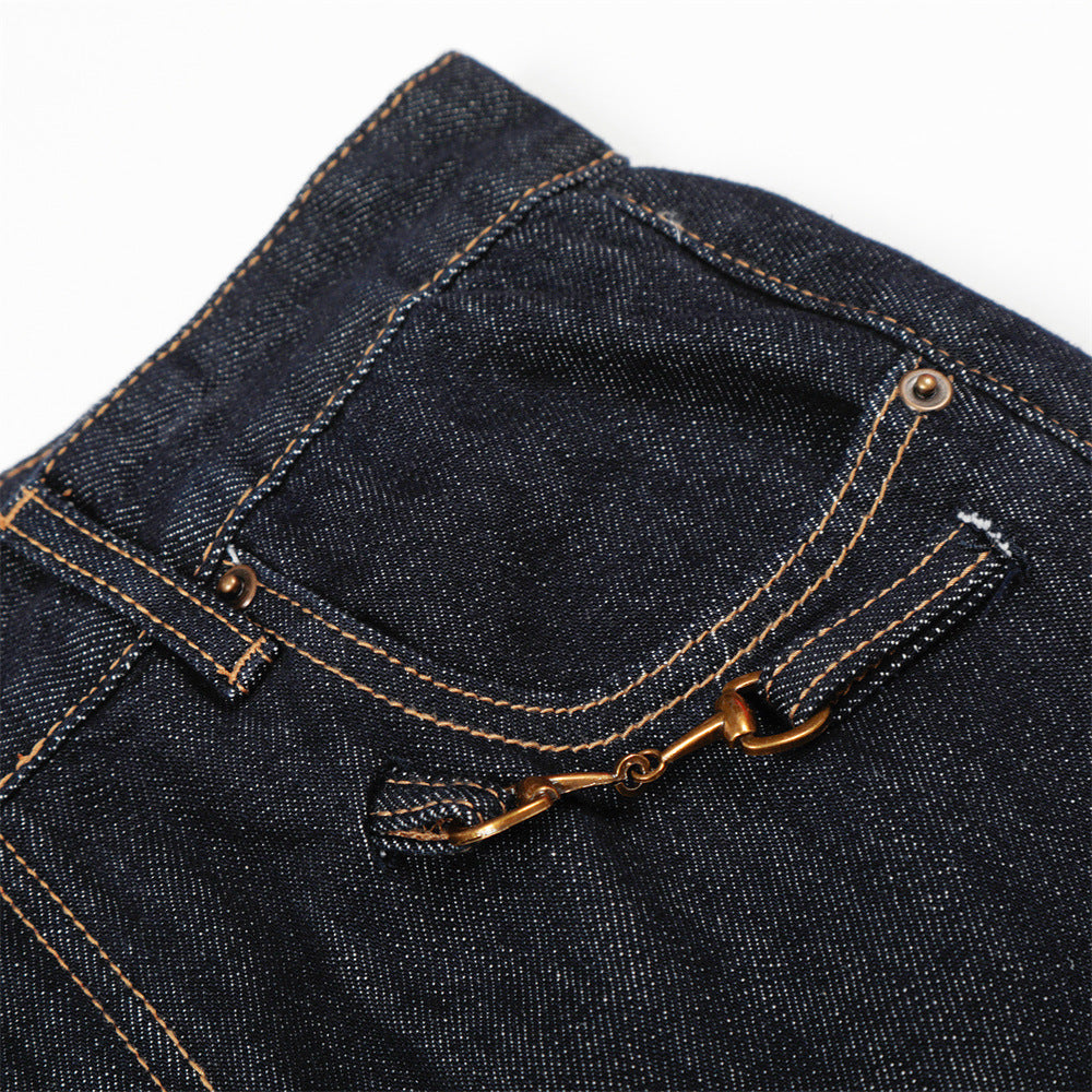 DAXUEN Wide-leg denim trousers in dark indigo, white, and black