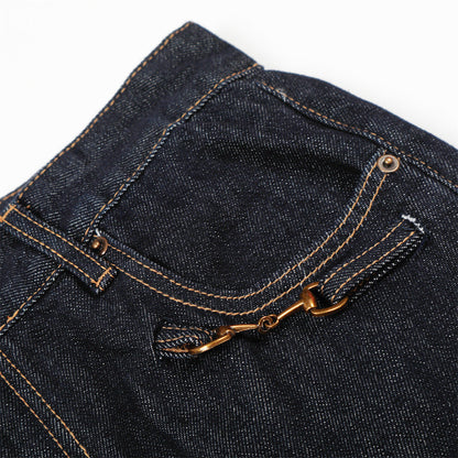 DAXUEN Wide-leg denim trousers in dark indigo, white, and black