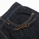 DAXUEN Wide-leg denim trousers in dark indigo, white, and black