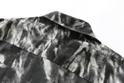 DAXUEN Distressed tie-dye short-sleeved button-up shirt